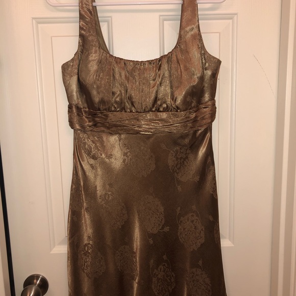 Gold Tank Style Dress with Subtle Floral Print - Picture 1 of 2